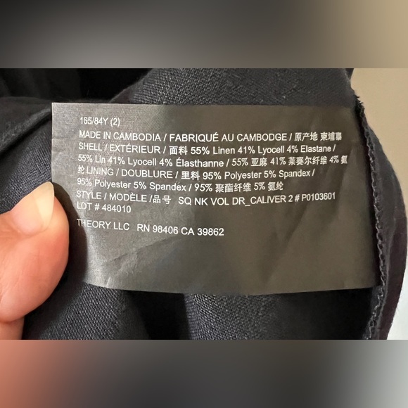 Theory Square Neck Good Linen Midi Dress Strappy Square Neck Navy Blue Size 2 - Picture 9 of 12